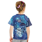 NAIDOC Deadly 50 Years Kid T Shirt Jellyfish Aboriginal Culture Inspired Blue