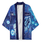 NAIDOC Deadly 50 Years Kimono Jellyfish Aboriginal Culture Inspired Blue