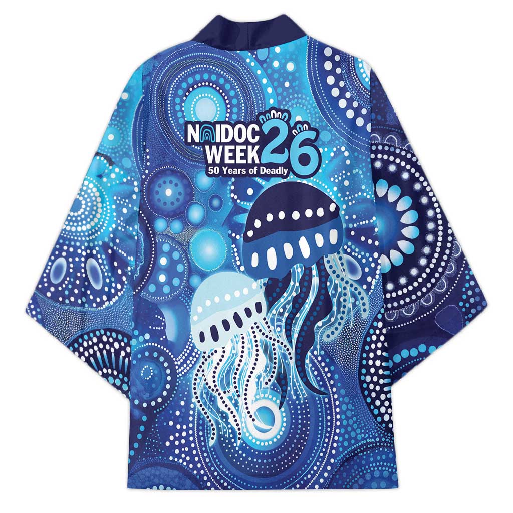 NAIDOC Deadly 50 Years Kimono Jellyfish Aboriginal Culture Inspired Blue
