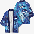 NAIDOC Deadly 50 Years Kimono Jellyfish Aboriginal Culture Inspired Blue