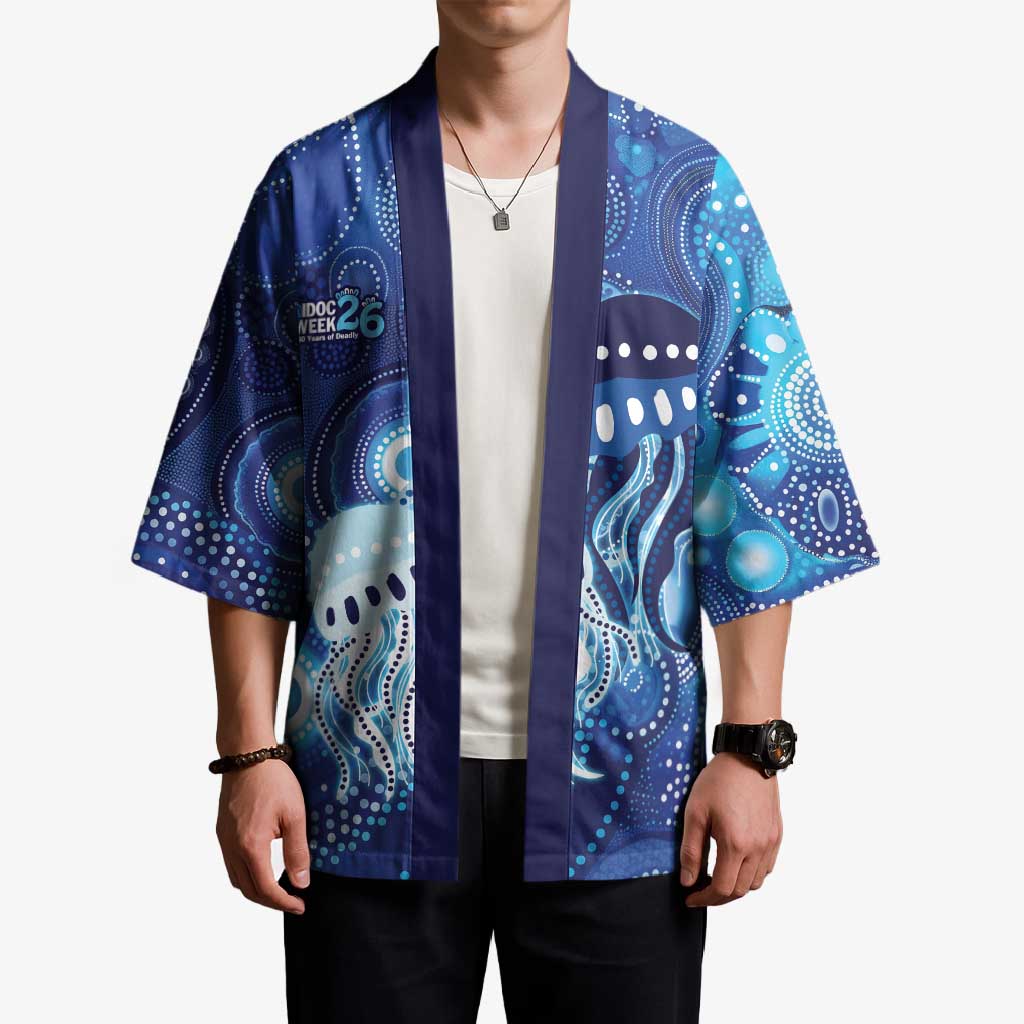 NAIDOC Deadly 50 Years Kimono Jellyfish Aboriginal Culture Inspired Blue
