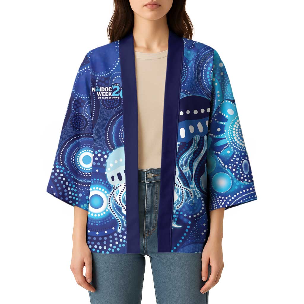 NAIDOC Deadly 50 Years Kimono Jellyfish Aboriginal Culture Inspired Blue