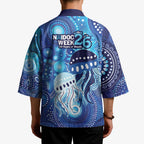 NAIDOC Deadly 50 Years Kimono Jellyfish Aboriginal Culture Inspired Blue