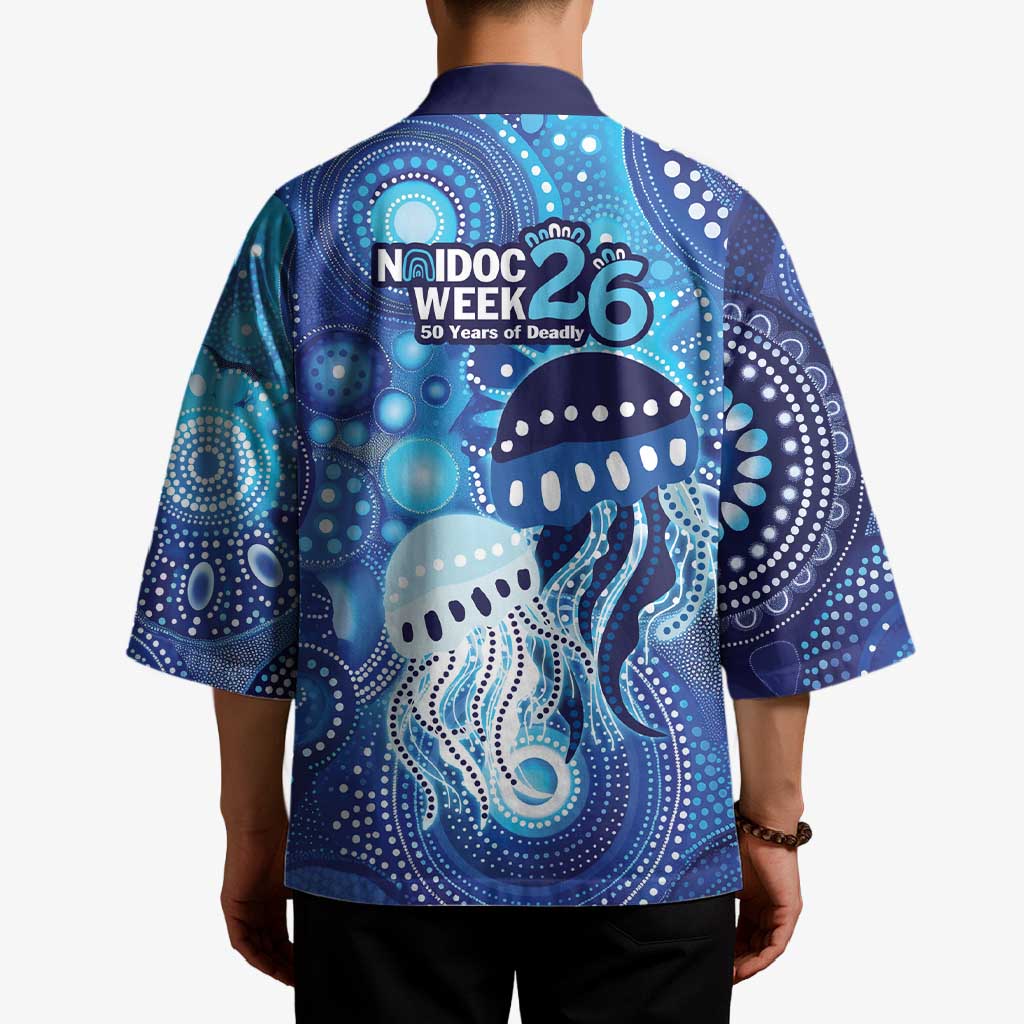 NAIDOC Deadly 50 Years Kimono Jellyfish Aboriginal Culture Inspired Blue