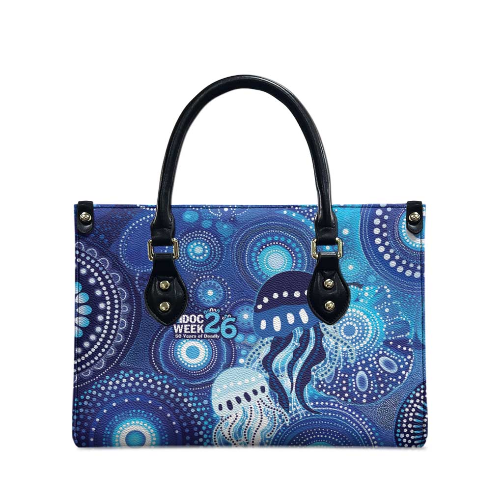 NAIDOC Deadly 50 Years Leather Bag Jellyfish Aboriginal Culture Inspired Blue