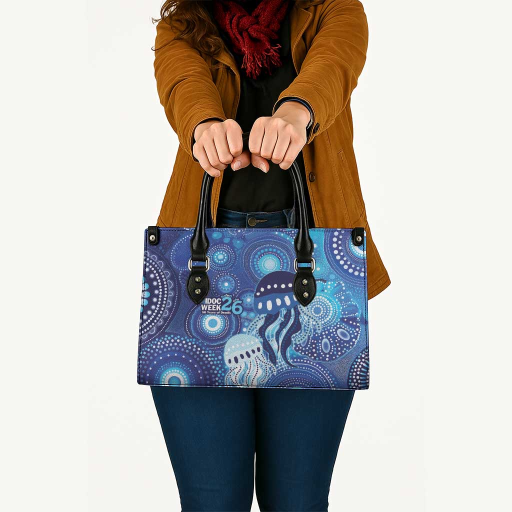 NAIDOC Deadly 50 Years Leather Bag Jellyfish Aboriginal Culture Inspired Blue