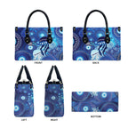 NAIDOC Deadly 50 Years Leather Bag Jellyfish Aboriginal Culture Inspired Blue