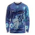 NAIDOC Deadly 50 Years Long Sleeve Shirt Jellyfish Aboriginal Culture Inspired Blue
