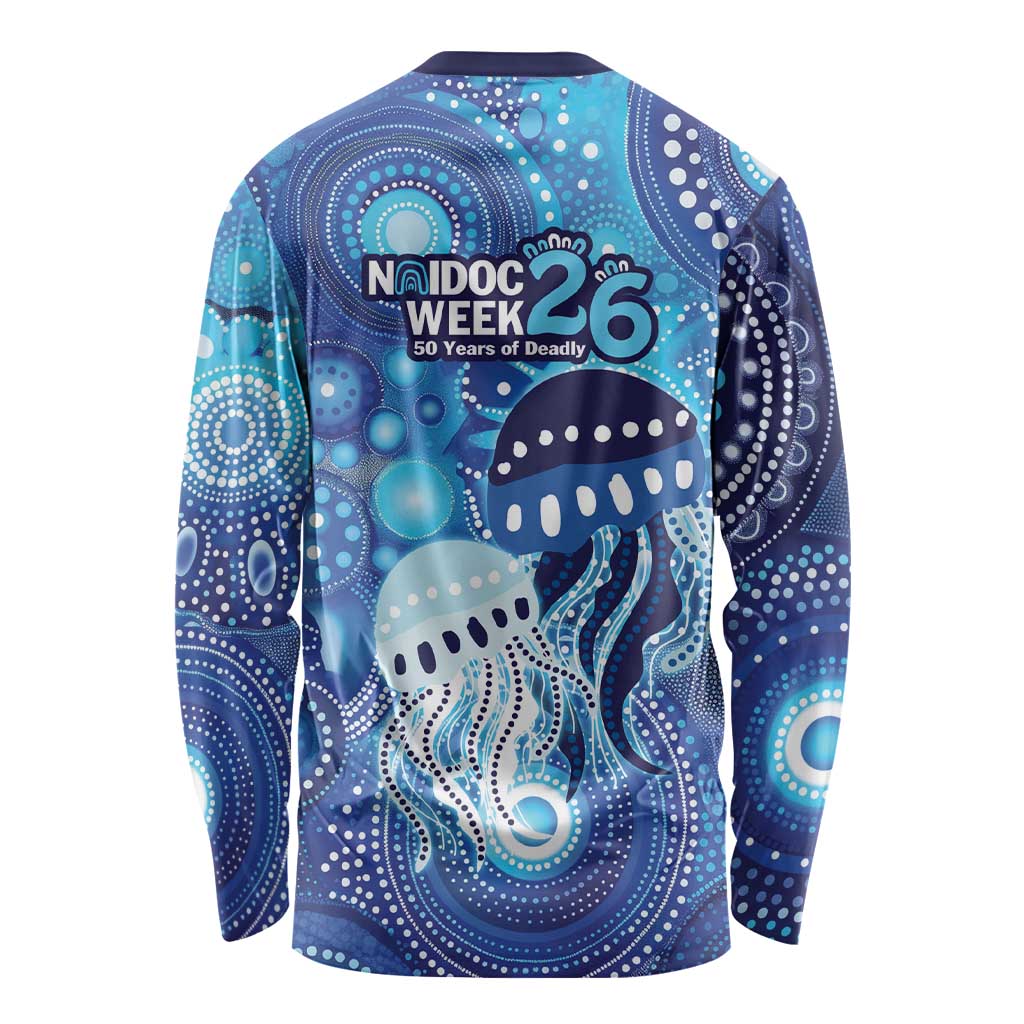 NAIDOC Deadly 50 Years Long Sleeve Shirt Jellyfish Aboriginal Culture Inspired Blue