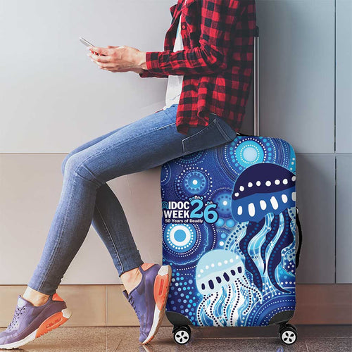 NAIDOC Deadly 50 Years Luggage Cover Jellyfish Aboriginal Culture Inspired Blue