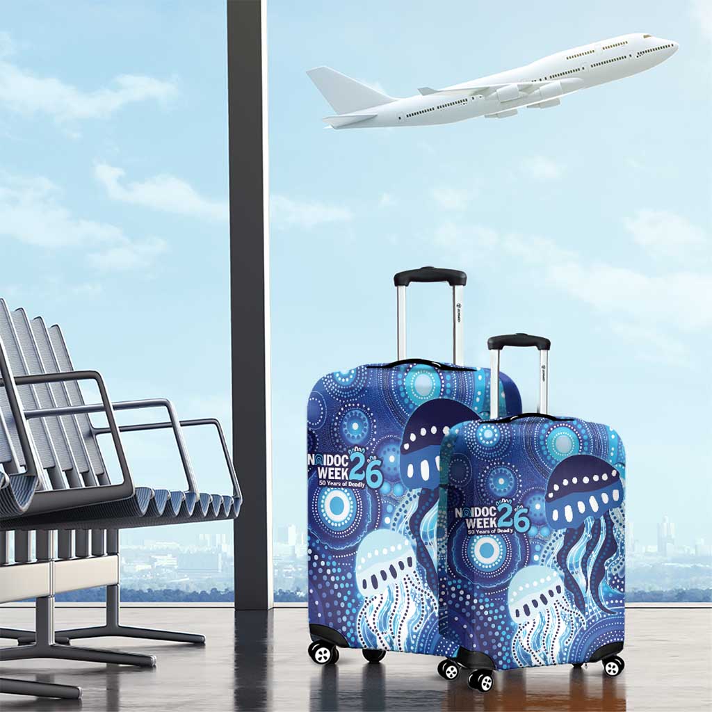 NAIDOC Deadly 50 Years Luggage Cover Jellyfish Aboriginal Culture Inspired Blue