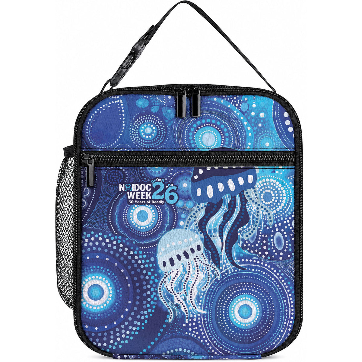 NAIDOC Deadly 50 Years Lunch Bag Jellyfish Aboriginal Culture Inspired Blue