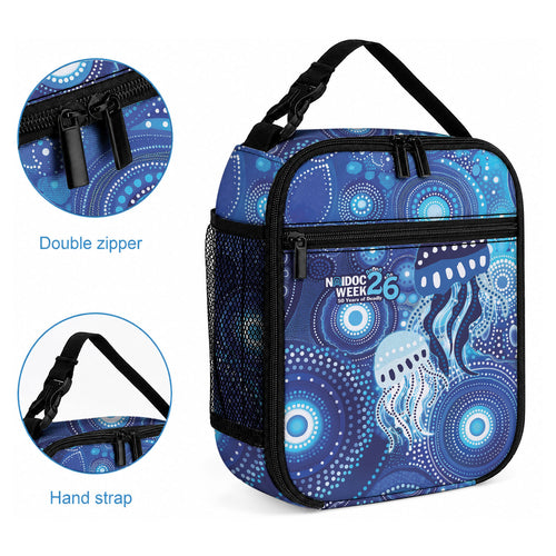 NAIDOC Deadly 50 Years Lunch Bag Jellyfish Aboriginal Culture Inspired Blue