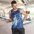 NAIDOC Deadly 50 Years Men Tank Top Jellyfish Aboriginal Culture Inspired Blue
