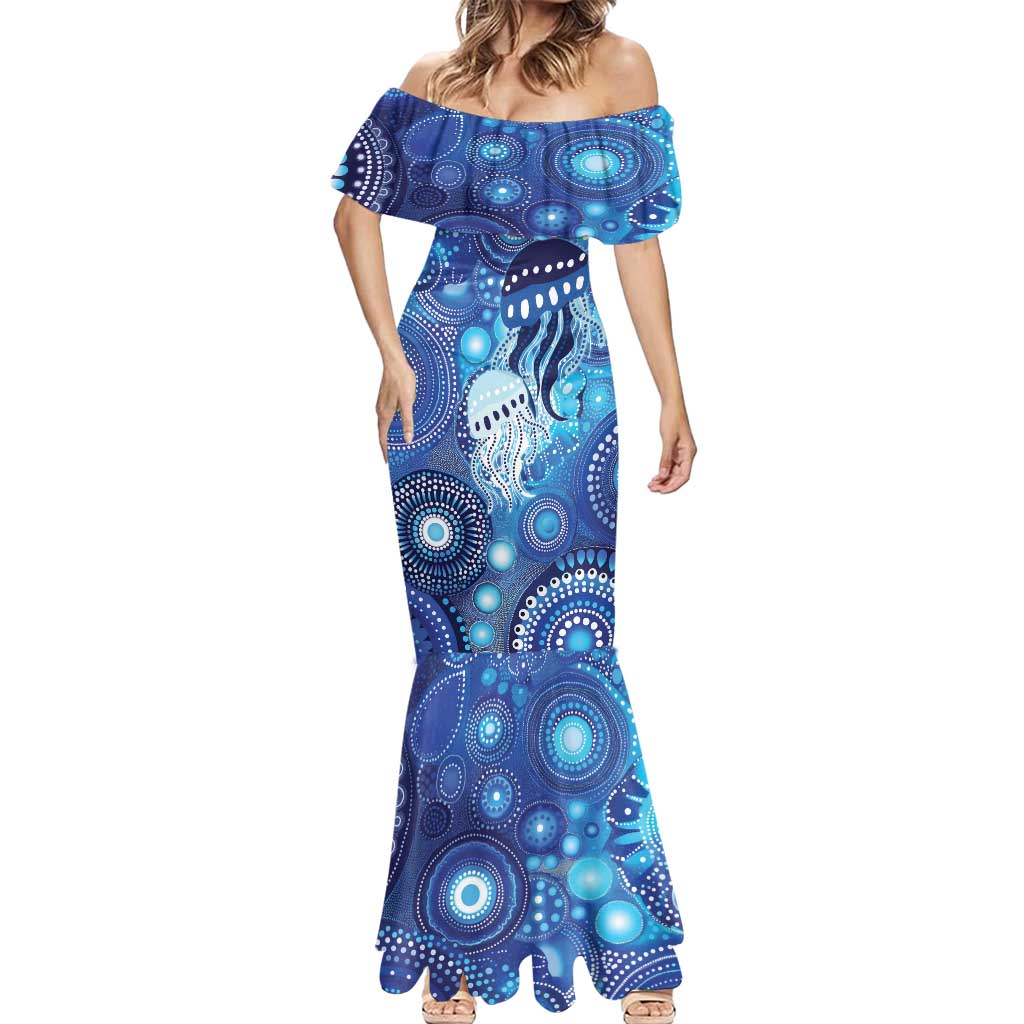 NAIDOC Deadly 50 Years Mermaid Dress Jellyfish Aboriginal Culture Inspired Blue