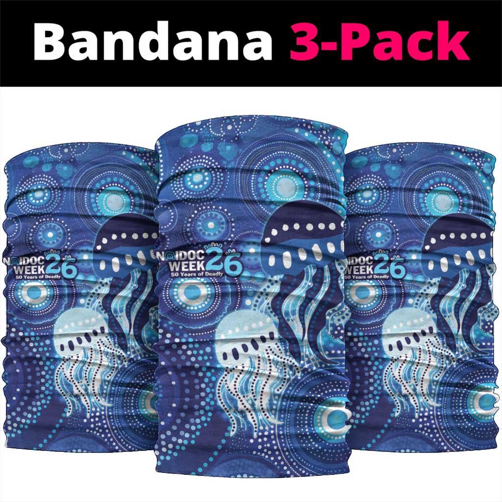 NAIDOC Deadly 50 Years Neck Gaiter Jellyfish Aboriginal Culture Inspired Blue