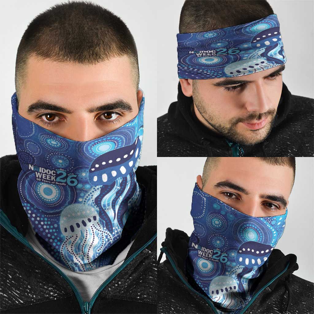 NAIDOC Deadly 50 Years Neck Gaiter Jellyfish Aboriginal Culture Inspired Blue