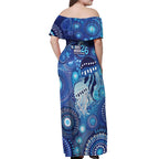 NAIDOC Deadly 50 Years Off Shoulder Maxi Dress Jellyfish Aboriginal Culture Inspired Blue