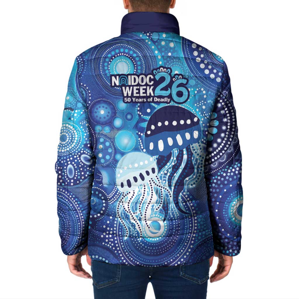 NAIDOC Deadly 50 Years Padded Jacket Jellyfish Aboriginal Culture Inspired Blue