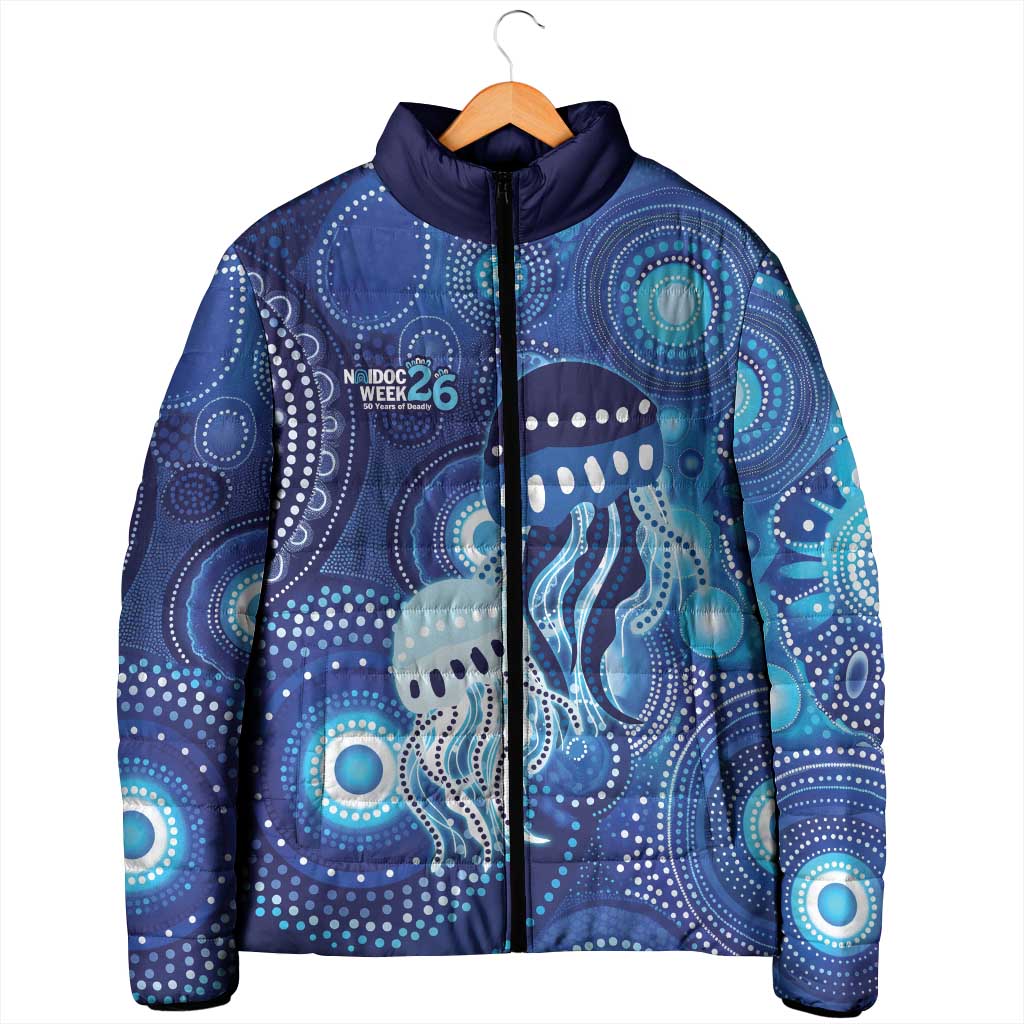 NAIDOC Deadly 50 Years Padded Jacket Jellyfish Aboriginal Culture Inspired Blue