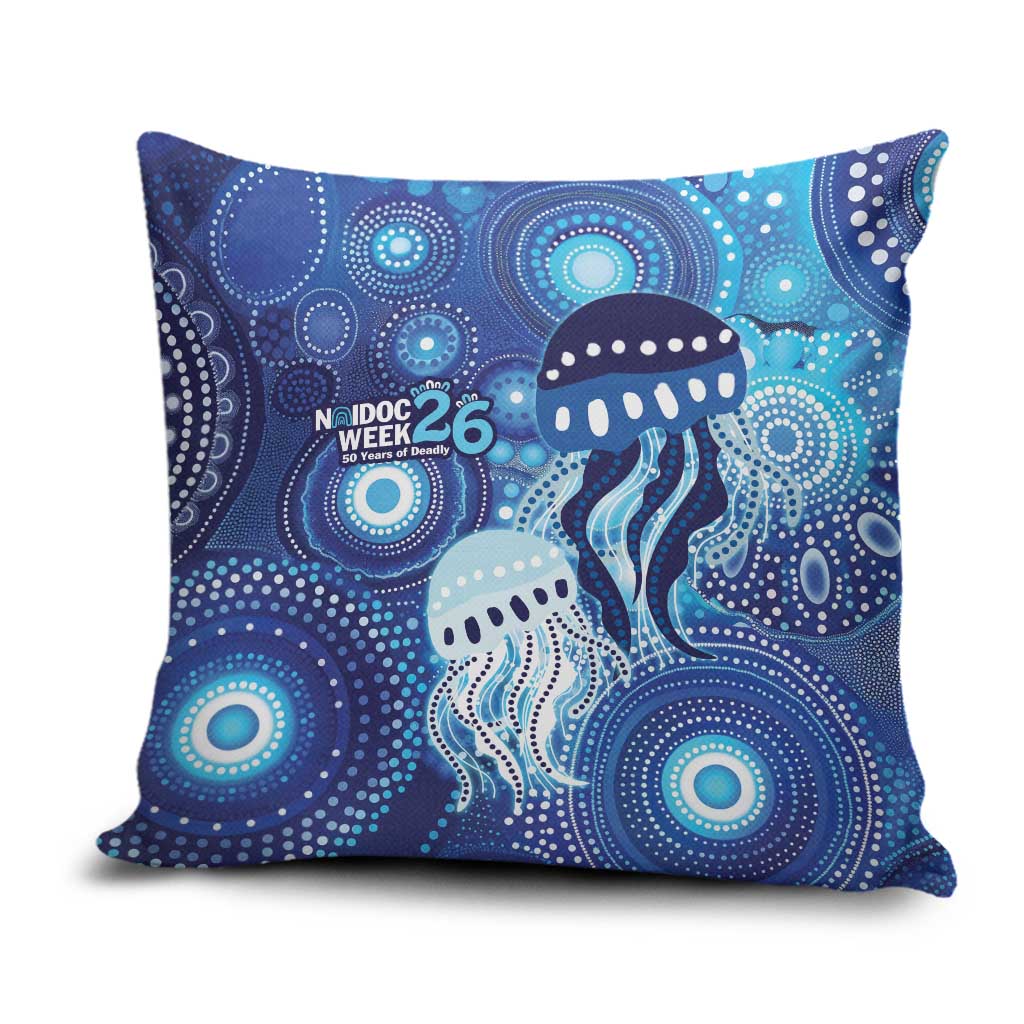NAIDOC Deadly 50 Years Pillow Cover Jellyfish Aboriginal Culture Inspired Blue