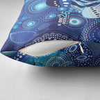 NAIDOC Deadly 50 Years Pillow Cover Jellyfish Aboriginal Culture Inspired Blue