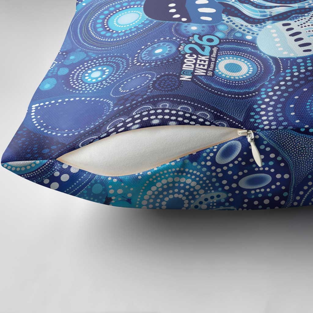 NAIDOC Deadly 50 Years Pillow Cover Jellyfish Aboriginal Culture Inspired Blue