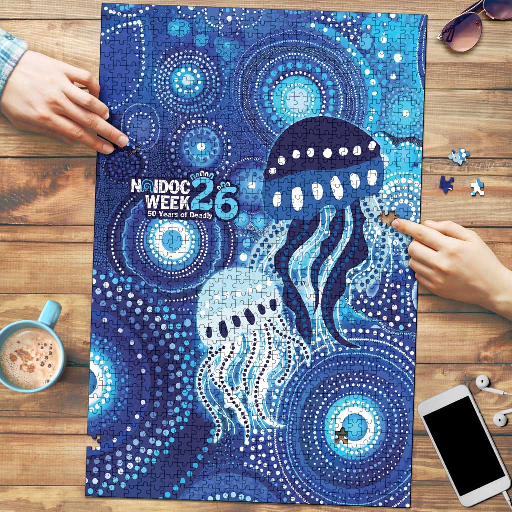 NAIDOC Deadly 50 Years Puzzle Jellyfish Aboriginal Culture Inspired Blue