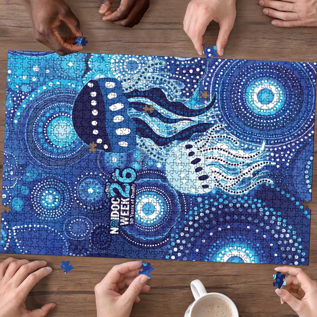 NAIDOC Deadly 50 Years Puzzle Jellyfish Aboriginal Culture Inspired Blue