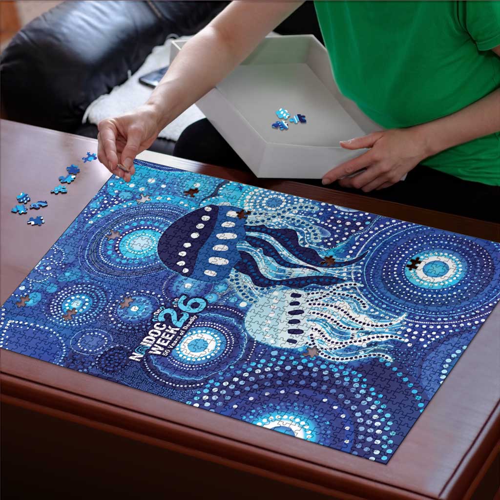 NAIDOC Deadly 50 Years Puzzle Jellyfish Aboriginal Culture Inspired Blue