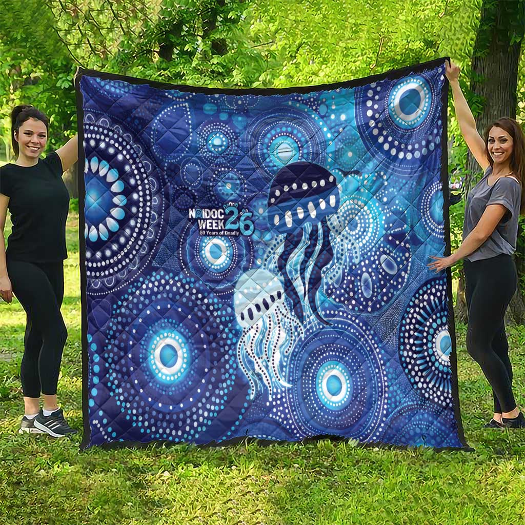 NAIDOC Deadly 50 Years Quilt Jellyfish Aboriginal Culture Inspired Blue