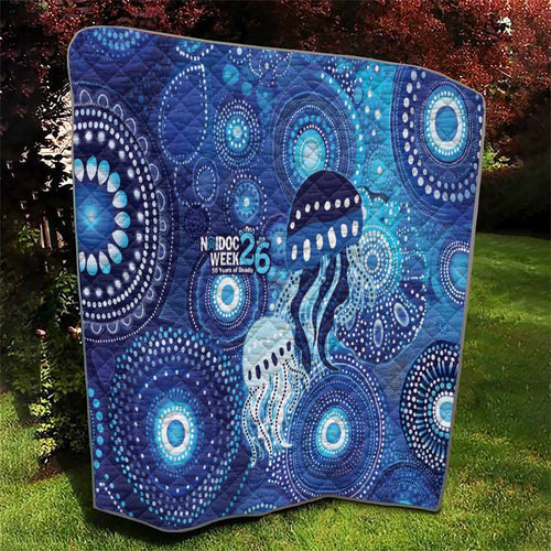 NAIDOC Deadly 50 Years Quilt Jellyfish Aboriginal Culture Inspired Blue