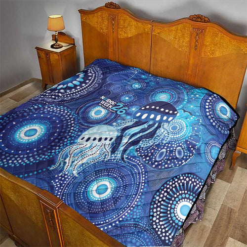 NAIDOC Deadly 50 Years Quilt Jellyfish Aboriginal Culture Inspired Blue