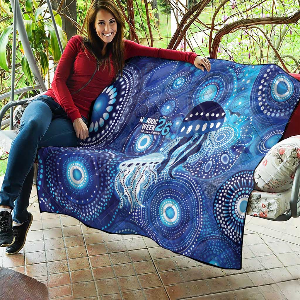 NAIDOC Deadly 50 Years Quilt Jellyfish Aboriginal Culture Inspired Blue