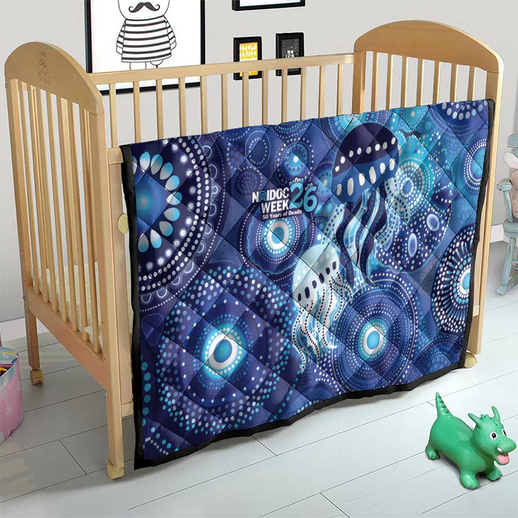 NAIDOC Deadly 50 Years Quilt Jellyfish Aboriginal Culture Inspired Blue