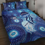 NAIDOC Deadly 50 Years Quilt Bed Set Jellyfish Aboriginal Culture Inspired Blue
