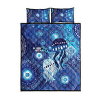 NAIDOC Deadly 50 Years Quilt Bed Set Jellyfish Aboriginal Culture Inspired Blue