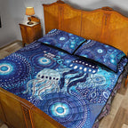 NAIDOC Deadly 50 Years Quilt Bed Set Jellyfish Aboriginal Culture Inspired Blue