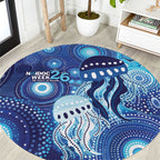 NAIDOC Deadly 50 Years Round Carpet Jellyfish Aboriginal Culture Inspired Blue