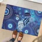 NAIDOC Deadly 50 Years Rubber Doormat Jellyfish Aboriginal Culture Inspired Blue