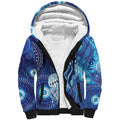 NAIDOC Deadly 50 Years Sherpa Hoodie Jellyfish Aboriginal Culture Inspired Blue