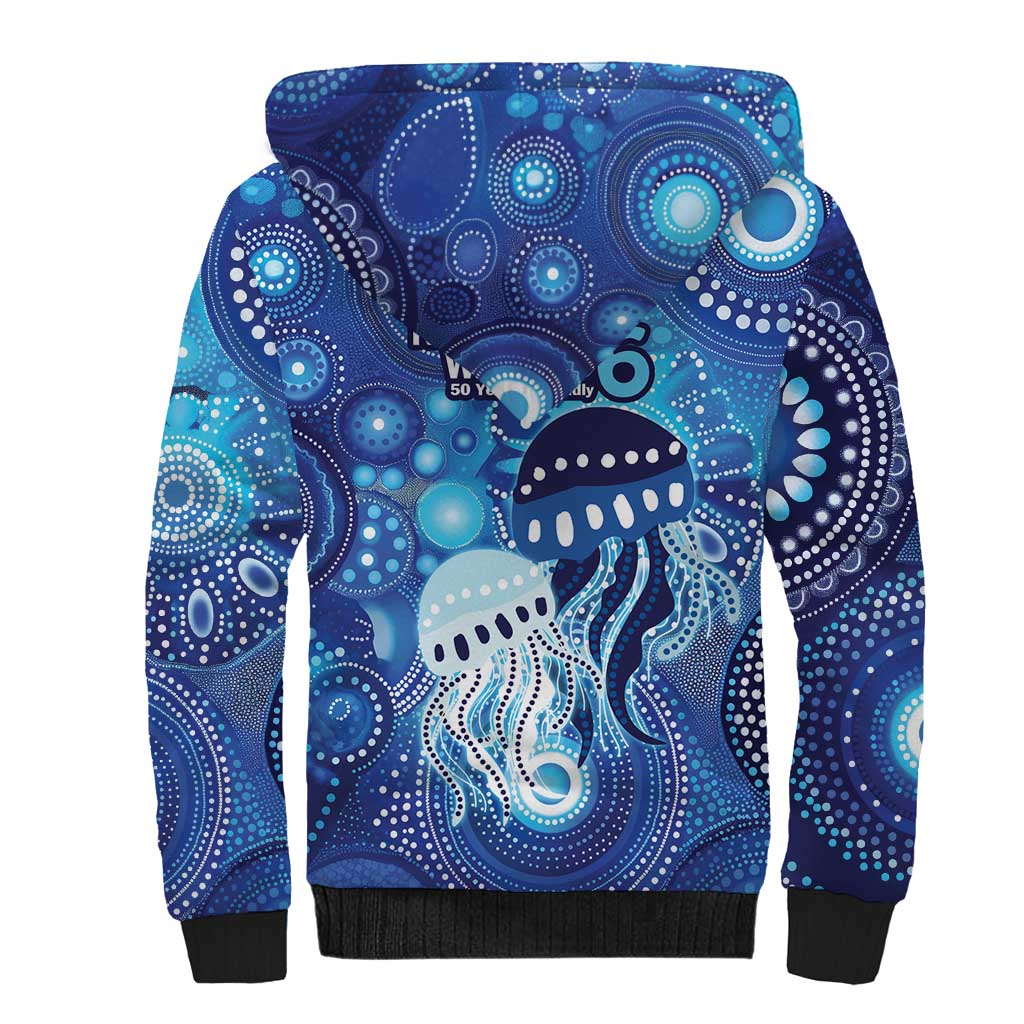 NAIDOC Deadly 50 Years Sherpa Hoodie Jellyfish Aboriginal Culture Inspired Blue