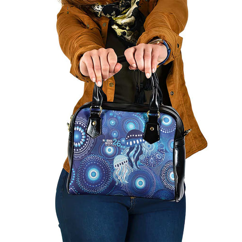 NAIDOC Deadly 50 Years Shoulder Handbag Jellyfish Aboriginal Culture Inspired Blue