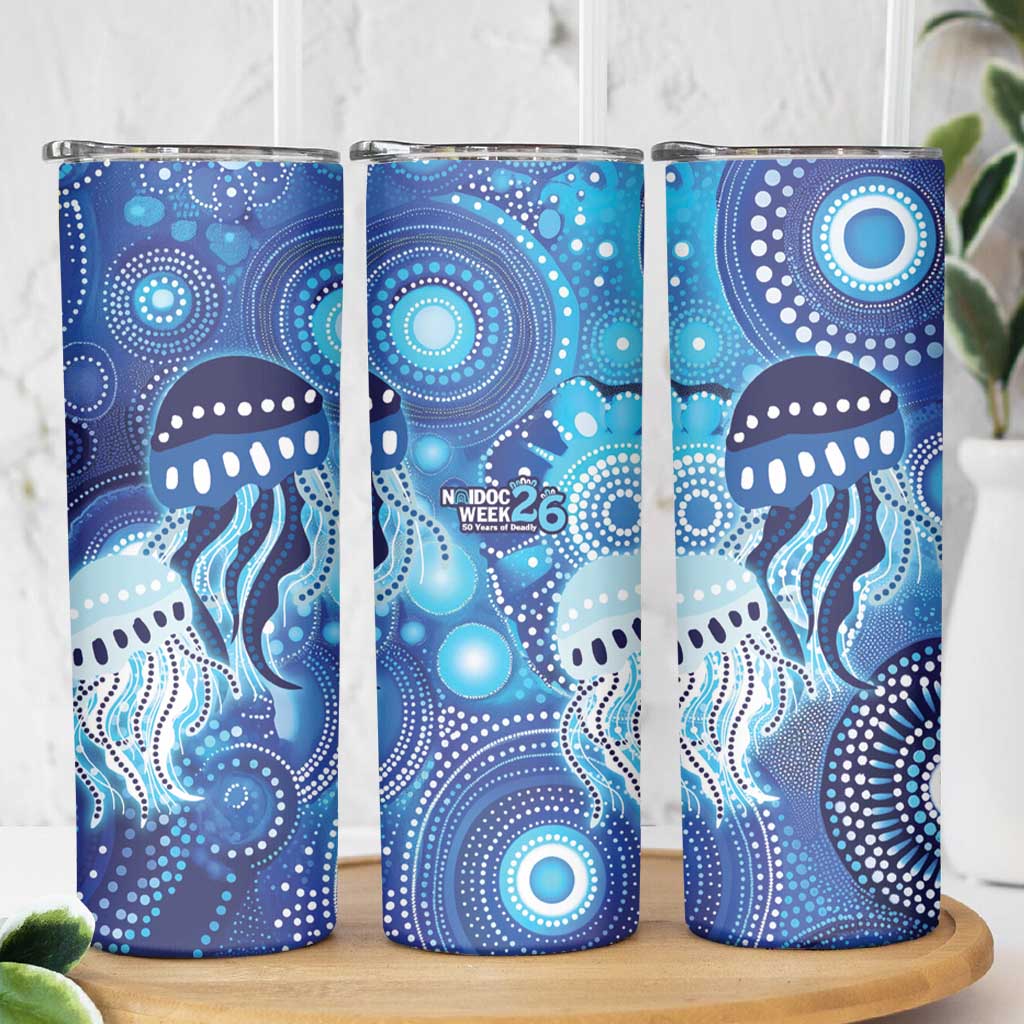 NAIDOC Deadly 50 Years Skinny Tumbler Jellyfish Aboriginal Culture Inspired Blue
