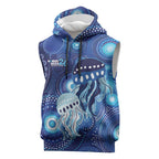 NAIDOC Deadly 50 Years Sleeveless Hoodie Jellyfish Aboriginal Culture Inspired Blue