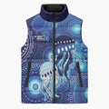 NAIDOC Deadly 50 Years Sleeveless Puffer Jacket Jellyfish Aboriginal Culture Inspired Blue