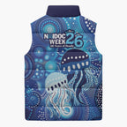 NAIDOC Deadly 50 Years Sleeveless Puffer Jacket Jellyfish Aboriginal Culture Inspired Blue
