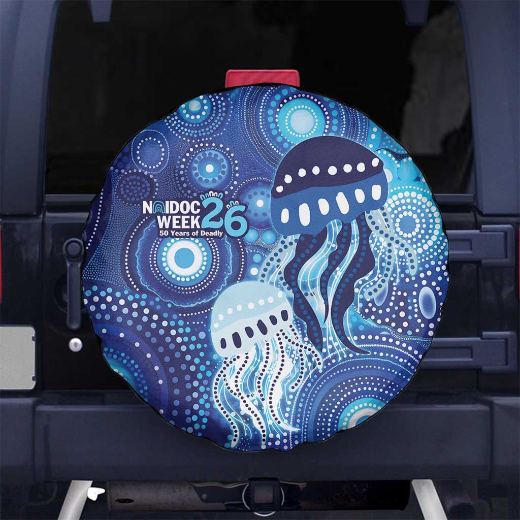 NAIDOC Deadly 50 Years Spare Tire Cover Jellyfish Aboriginal Culture Inspired Blue