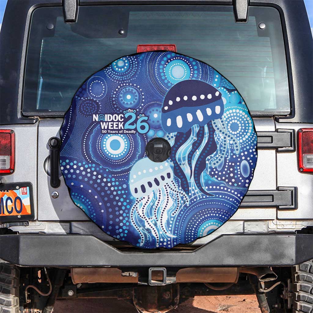 NAIDOC Deadly 50 Years Spare Tire Cover Jellyfish Aboriginal Culture Inspired Blue