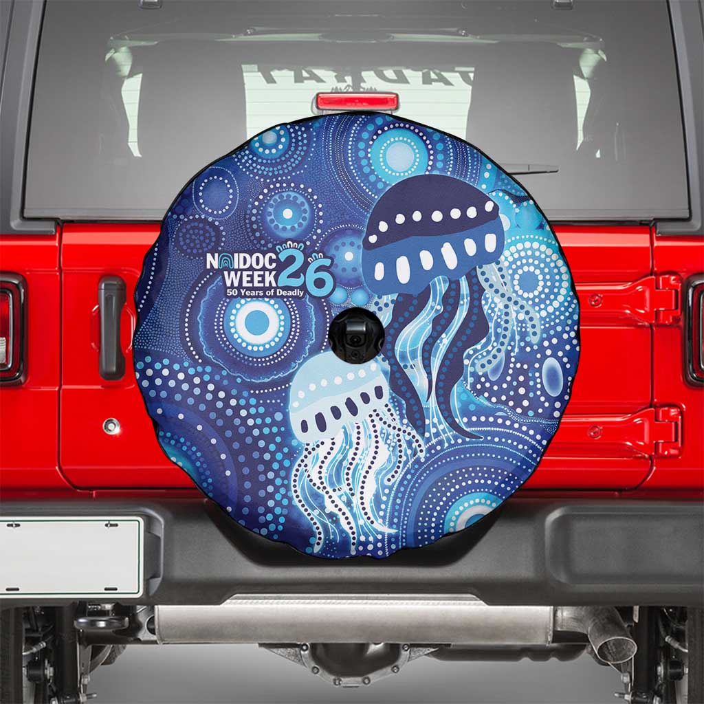 NAIDOC Deadly 50 Years Spare Tire Cover Jellyfish Aboriginal Culture Inspired Blue